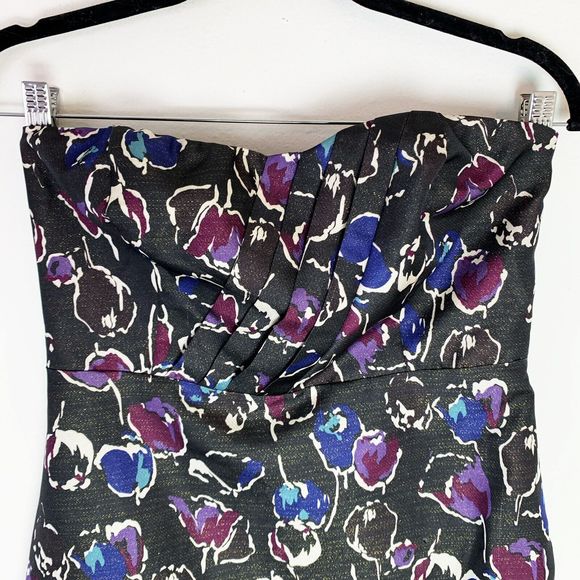 American Eagle Strapless Mini Party Cocktail Dress Size 2 Shimmery Floral XS - Picture 2 of 5